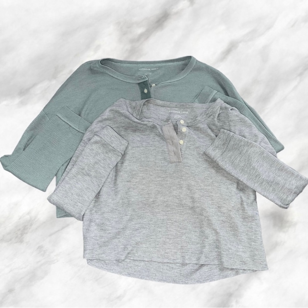 Henley cropped long sleeve
